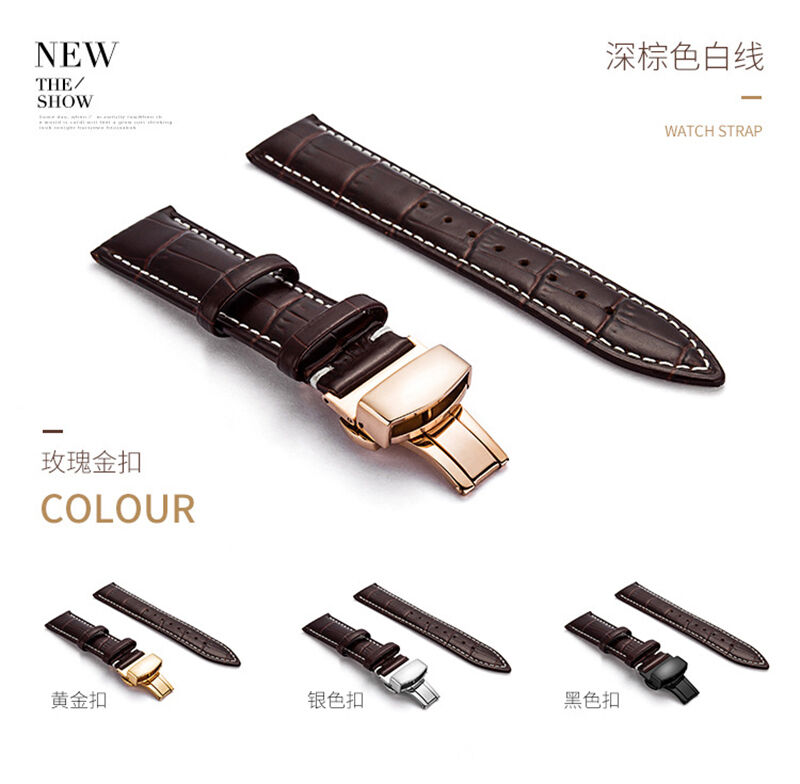 Crocodile Pattern Luxury Top Layer Cowhide Real Replacement Genuine Leather Smart Watch Straps Band With Butterfly Buckle