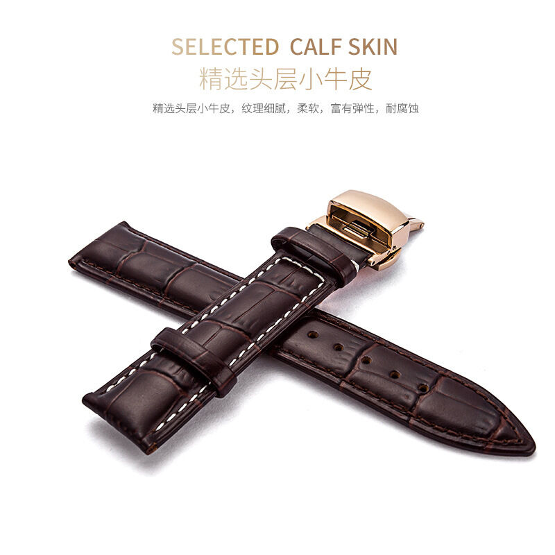 Crocodile Pattern Luxury Top Layer Cowhide Real Replacement Genuine Leather Smart Watch Straps Band With Butterfly Buckle