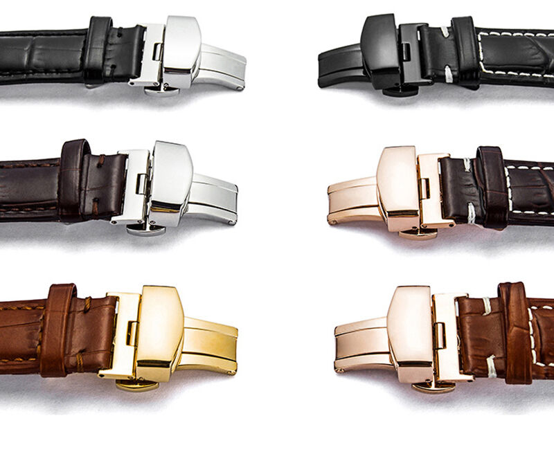 Crocodile Pattern Luxury Top Layer Cowhide Real Replacement Genuine Leather Smart Watch Straps Band With Butterfly Buckle