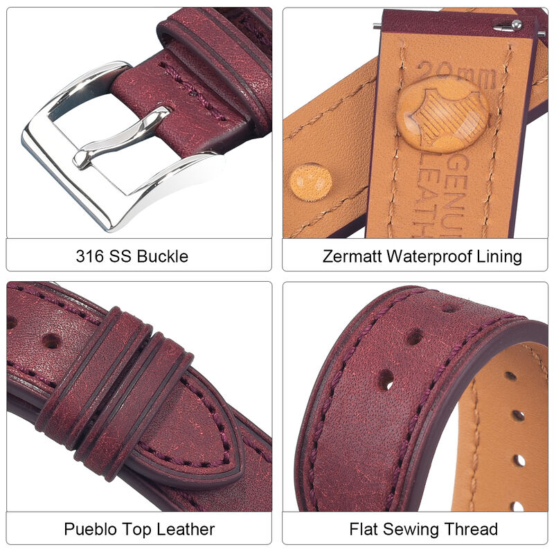 Custom 18mm 20mm 22mm 24mm Genuine Italy Pueblo Leather Band Vintage Leather Watch Straps