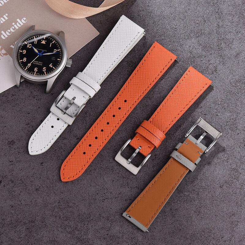Leather Watchband 18/19/20/21/22/23/24mm Stock Saffiano Calf Leather Watch Strap Quick Release for Various Watches