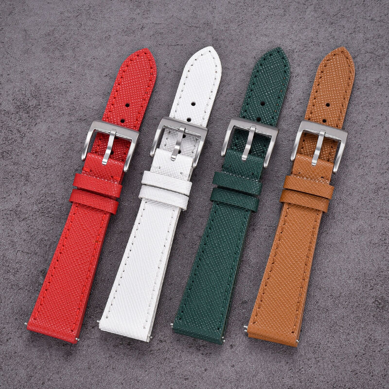Leather Watchband 18/19/20/21/22/23/24mm Stock Saffiano Calf Leather Watch Strap Quick Release for Various Watches