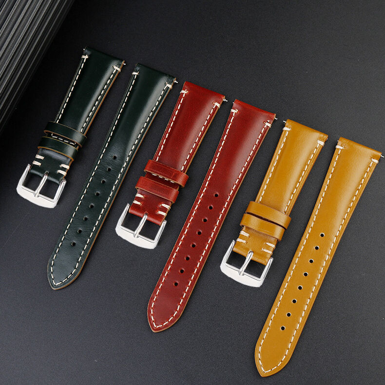 18mm Quick Release Vintage Luxury Japan Cordovan Tapering Genuine Leather Watch Band Tapered Wristwatch Straps 20X16MM