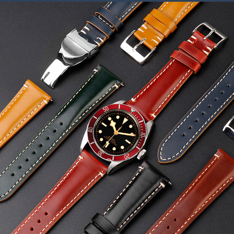 18mm Quick Release Vintage Luxury Japan Cordovan Tapering Genuine Leather Watch Band Tapered Wristwatch Straps 20X16MM
