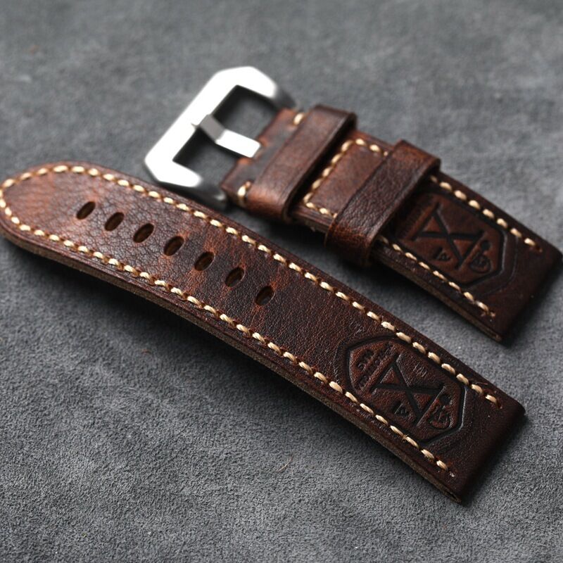 Top Layer Cowhide Genuine Leather Strap 18mm 19mm 20mm 21mm 22mm Loop Vintage Men Grain Leather Watch Band Quick Release