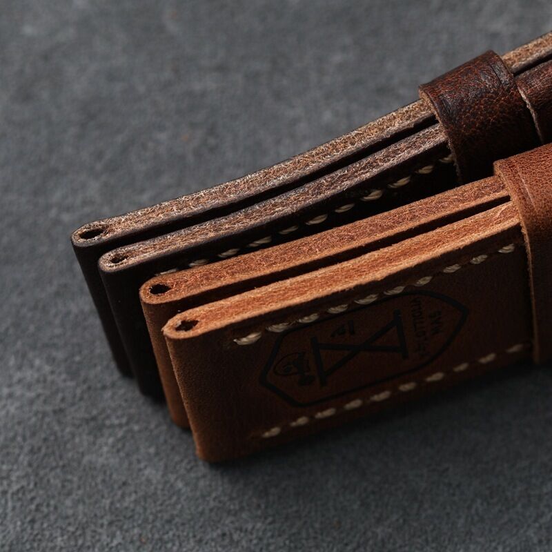 Top Layer Cowhide Genuine Leather Strap 18mm 19mm 20mm 21mm 22mm Loop Vintage Men Grain Leather Watch Band Quick Release