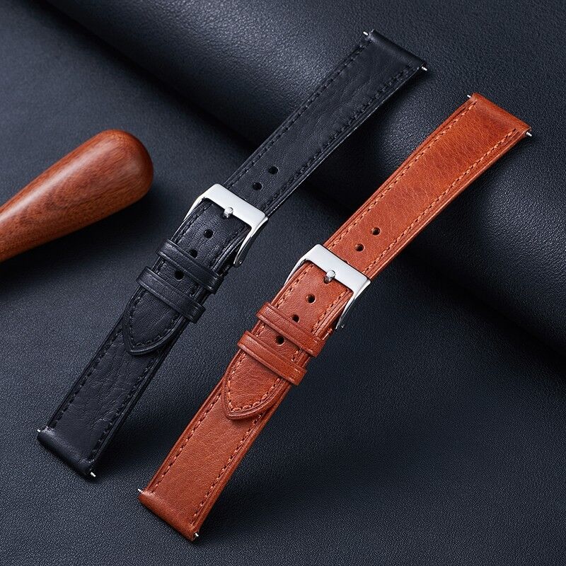Flat Stitches Vintage Crackle Leather Strap Genuine Leather Band Top Layer Cowhide Leather Double-sided Handwork  Watch Straps