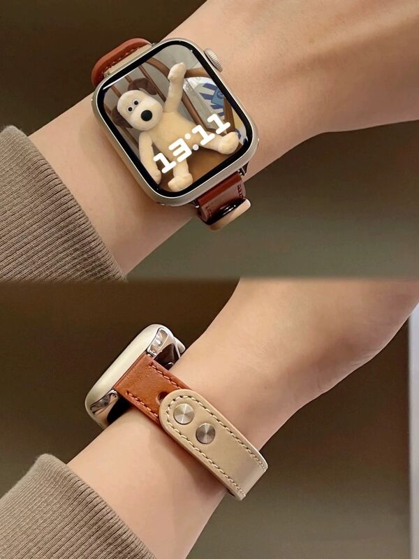 Leather Strap 38/40/41/42/44/45/49/mm Replacement Leather Watch Bands Loop Quick Release Pin Genuine Leather Watch Straps