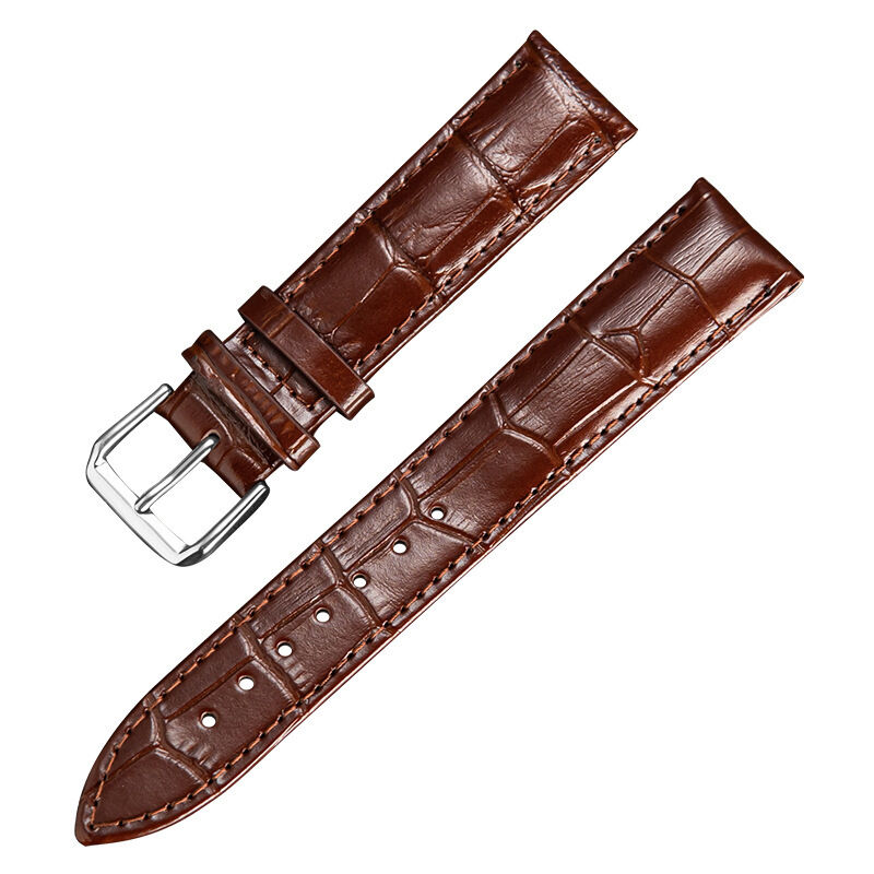 Custom crocodile Pattern Matte  Economical Black Brown Thin Slim Style Genuine Leather Watch Strap
