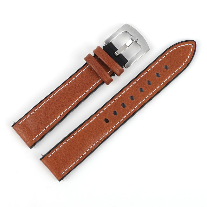 Crazy Horse Genuine Leather +Silicone Watch Band for Men 18/20/22mm