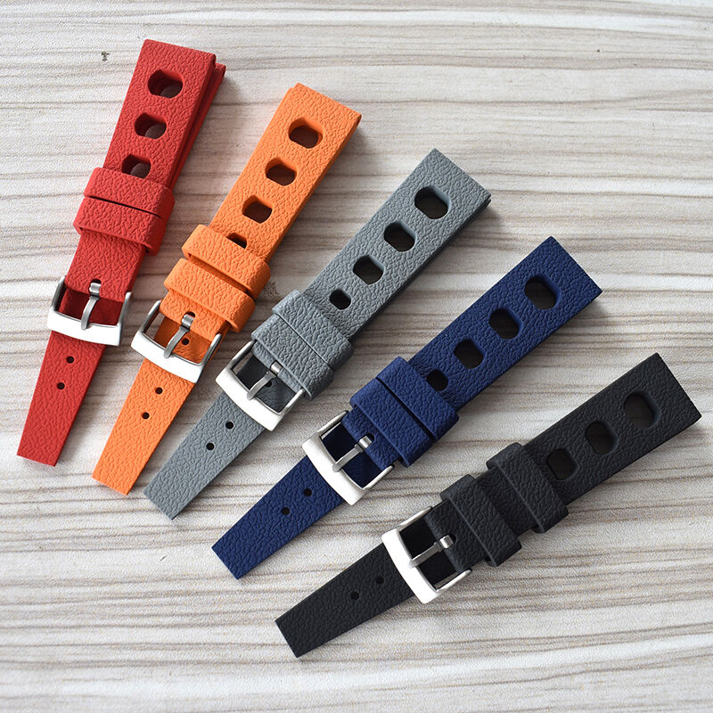 Customize Logo Free Personalized  1960s Rubber Tropical Rally Diver Watch Strap FKM Rubber 20mm Quick Release Pin Watch Band