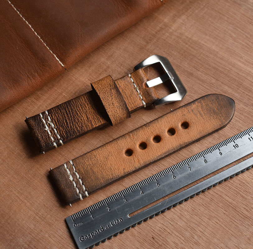 Wholesale High Quality Watch Band,fashion Replacement Strap for Watch, Tan Handmade Genuine Leather Watch Strap