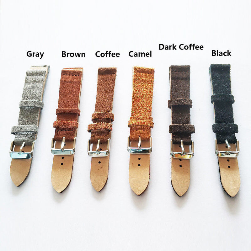 Replacement Vintage Suede Leather Watch Strap Band with Quick Release Pin