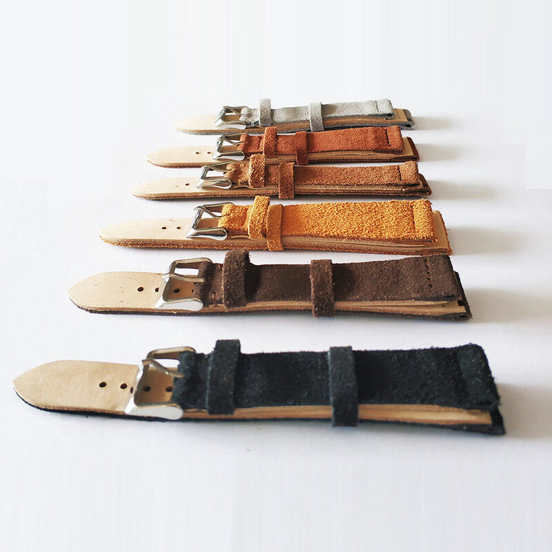 Replacement Vintage Suede Leather Watch Strap Band with Quick Release Pin