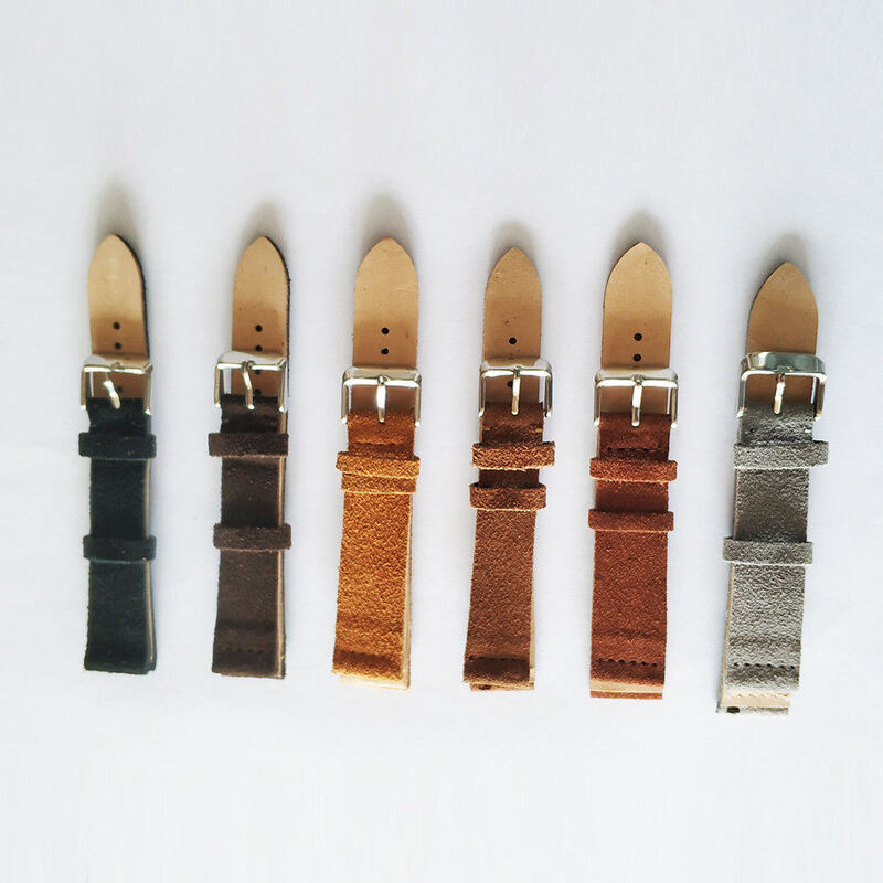 Replacement Vintage Suede Leather Watch Strap Band with Quick Release Pin