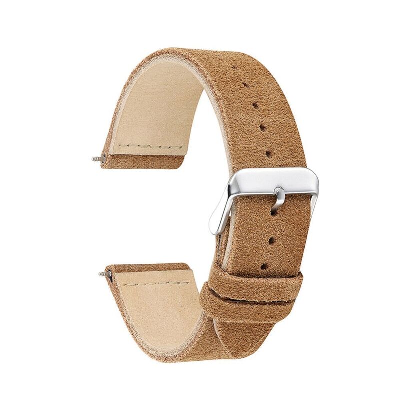 Replacement Vintage Suede Leather Watch Strap Band with Quick Release Pin