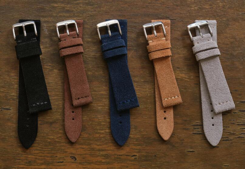Replacement Vintage Suede Leather Watch Strap Band with Quick Release Pin