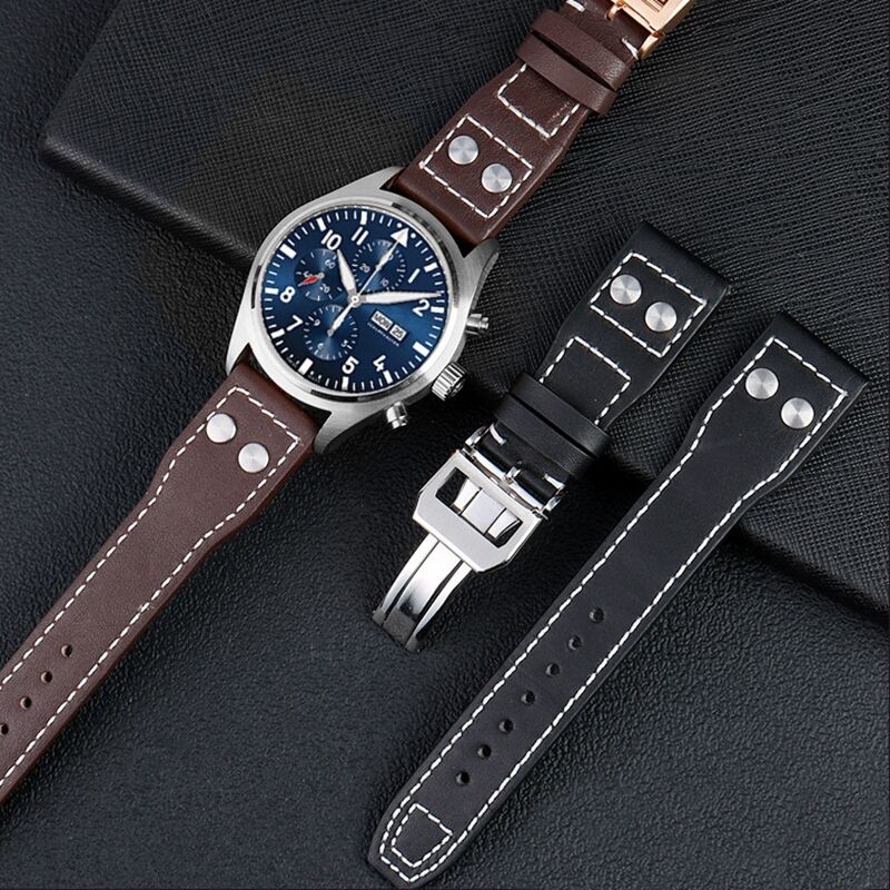 Jam Tangan Kulit Watchband Watch Strap for Pilot's Watches Spitfire Mark 18  21mm 22mm Vintage Leather Watch Strap