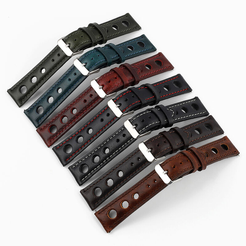 Vintage Crazy Horse Genuine Leather Watch Band 20mm 22mm 24mm Calfskin Straps Watchbands Brown Black Green Blue Bracelet Belt