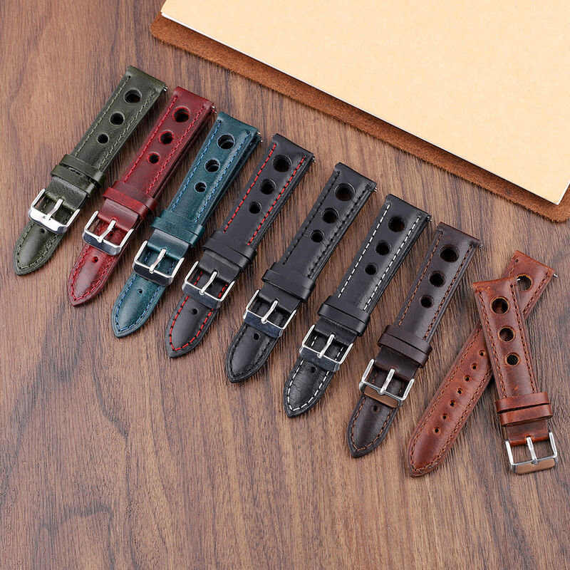 Vintage Crazy Horse Genuine Leather Watch Band 20mm 22mm 24mm Calfskin Straps Watchbands Brown Black Green Blue Bracelet Belt