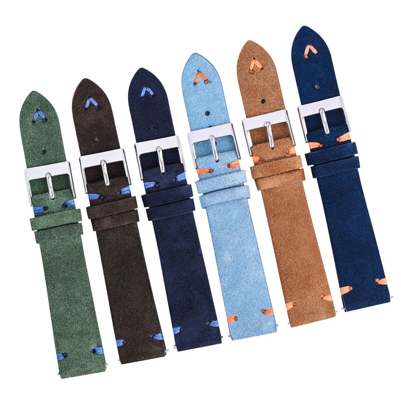 High Quality Suede Leather Watch Straps 18mm 20mm 22mm Quick Release Suede Watch Bracelet Handmade Stitching
