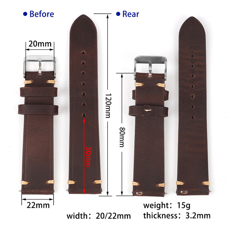 Cowhide Watch Strap Vintage Genuine Leather 20mm 22mm Crazy Horse Leather Watchband Women Men Fashion Watch Band Belt Luxury