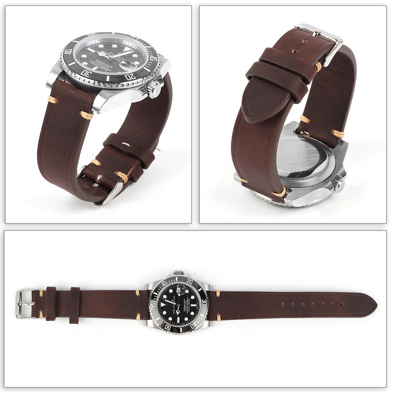 Cowhide Watch Strap Vintage Genuine Leather 20mm 22mm Crazy Horse Leather Watchband Women Men Fashion Watch Band Belt Luxury