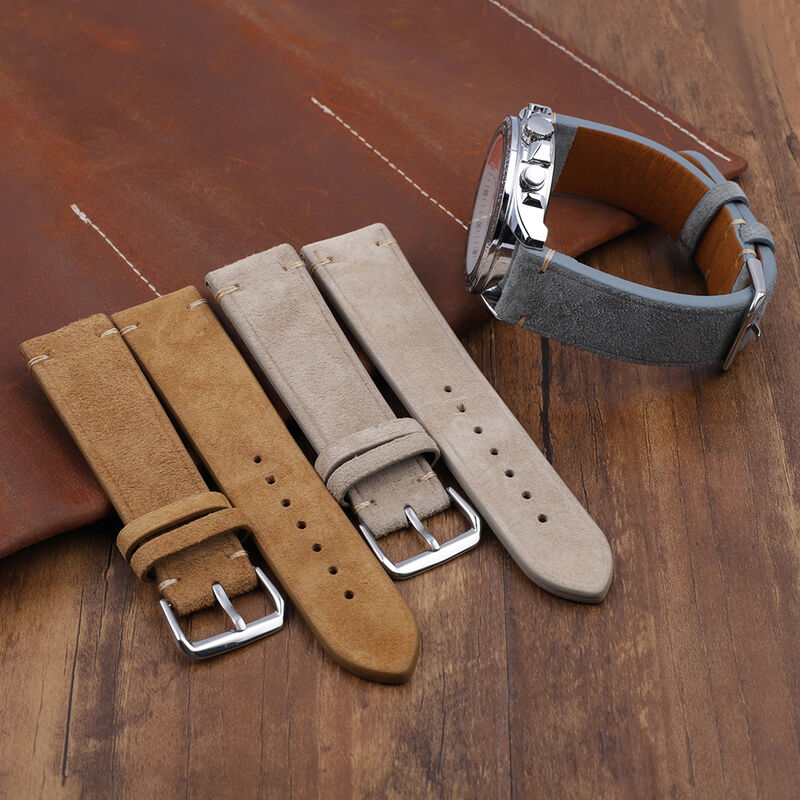 Wholesale Handmade Suede Genuine Leather Watch Strap Wrist Watch Band 18mm 20mm 22mm 24mm
