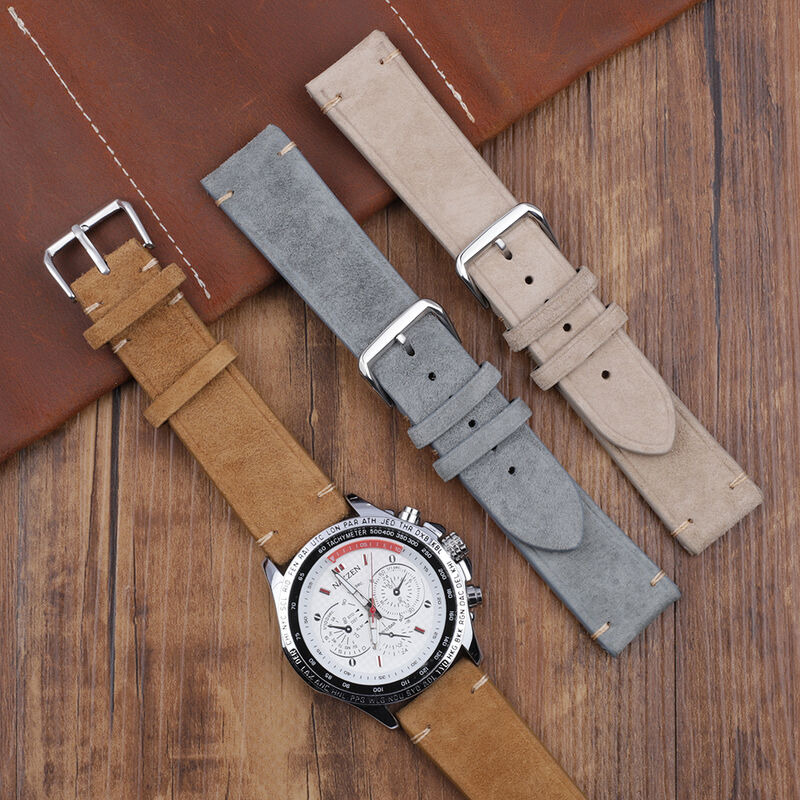 Wholesale Handmade Suede Genuine Leather Watch Strap Wrist Watch Band 18mm 20mm 22mm 24mm
