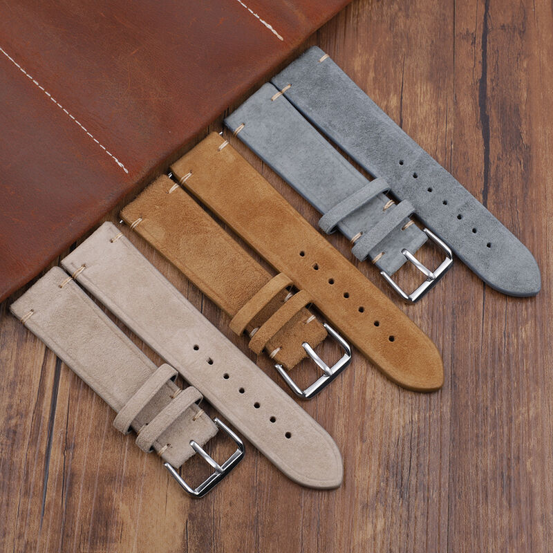 Wholesale Handmade Suede Genuine Leather Watch Strap Wrist Watch Band 18mm 20mm 22mm 24mm