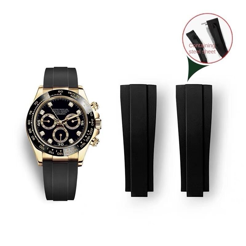 Luxury Fluorine Rubber Watch Strap 20mm 21mm Replacement FKM Rubber Jubilee Watch Band for Daytona Yacht  Bracelet Rlx