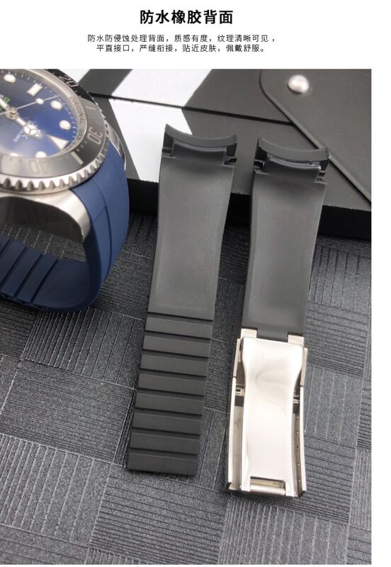 OEM 20mm Curved End Rubber Watch Strap for RLX GMT Daytona Submariner Silicone Sweatproof  Replacement Watch Band Metal Buckle