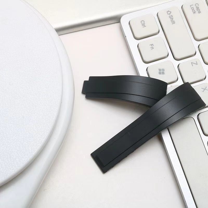 Straight Curved End Luxury Custom logo 20mm Silicone Rubber Watch Strap for RLX daytona Submarine Watch Bands