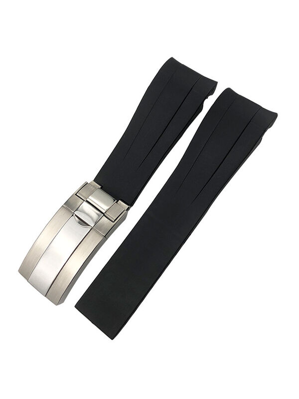 Silicone Rubber Watchband 20mm Natural Rubber Black Green Blue Orange Curved End Watchband for RLX Submariner