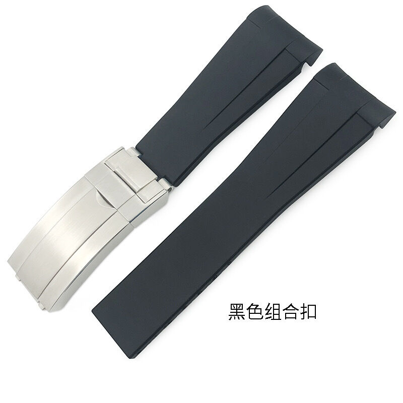 Silicone Rubber Watchband 20mm Natural Rubber Black Green Blue Orange Curved End Watchband for RLX Submariner