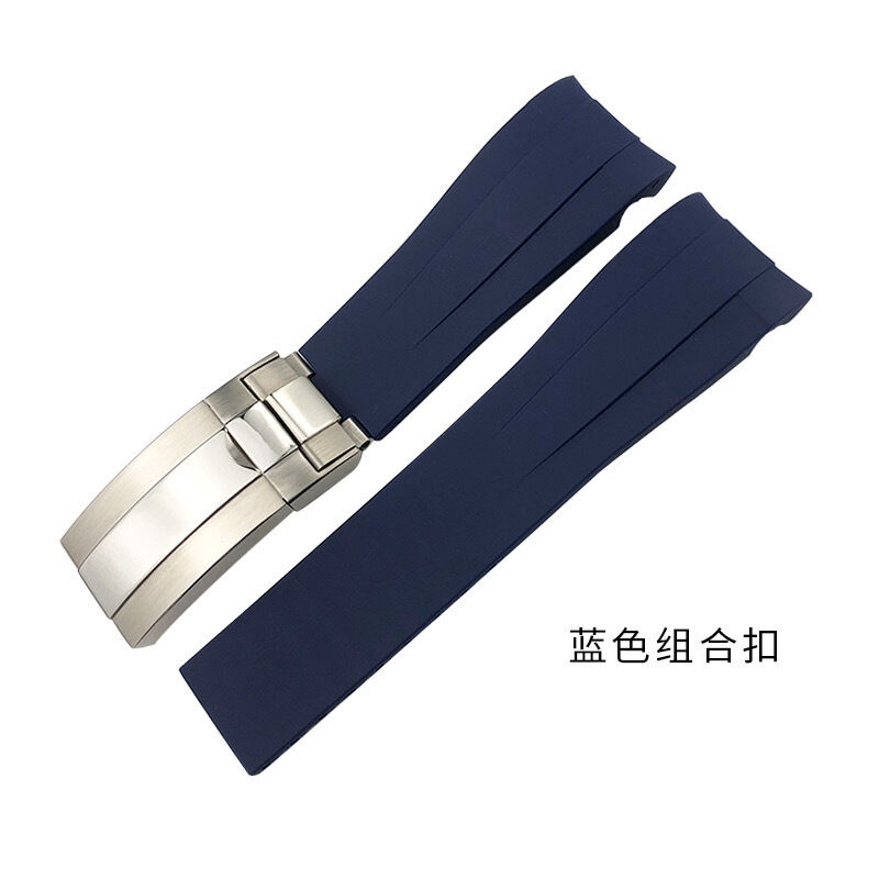 Silicone Rubber Watchband 20mm Natural Rubber Black Green Blue Orange Curved End Watchband for RLX Submariner