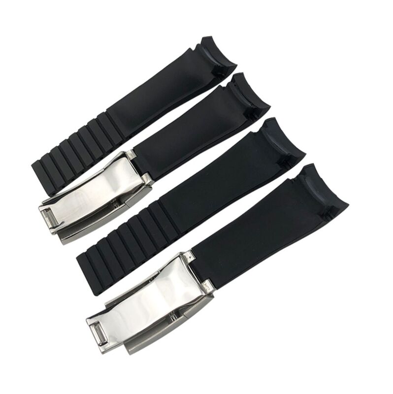Custom 20mm Curved End Rubber Watch Strap for RLX Fluorine Rubber Watchbands 20 Mm Watch Bands for Omega X Swatch Moonswatch