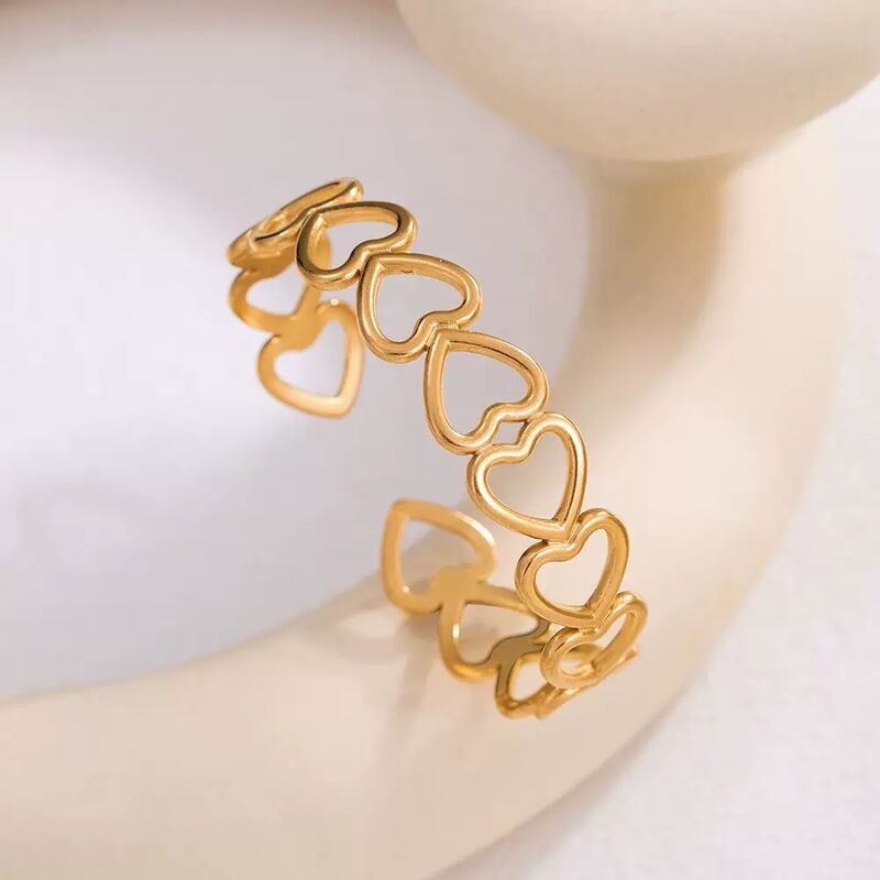 HOVANCI Hollow Cuff Bangles Heart Jewelry 18k Gold Plated Bangles Jewelry Women Joyeria De Acero Inoxidable