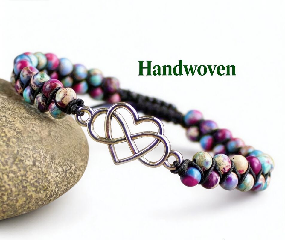 For Women Double-layer Handwoven Love Charm Healing Anxiety Beaded Bracelet Gift Natural Purple Imperial Jasper Stone Bracelet