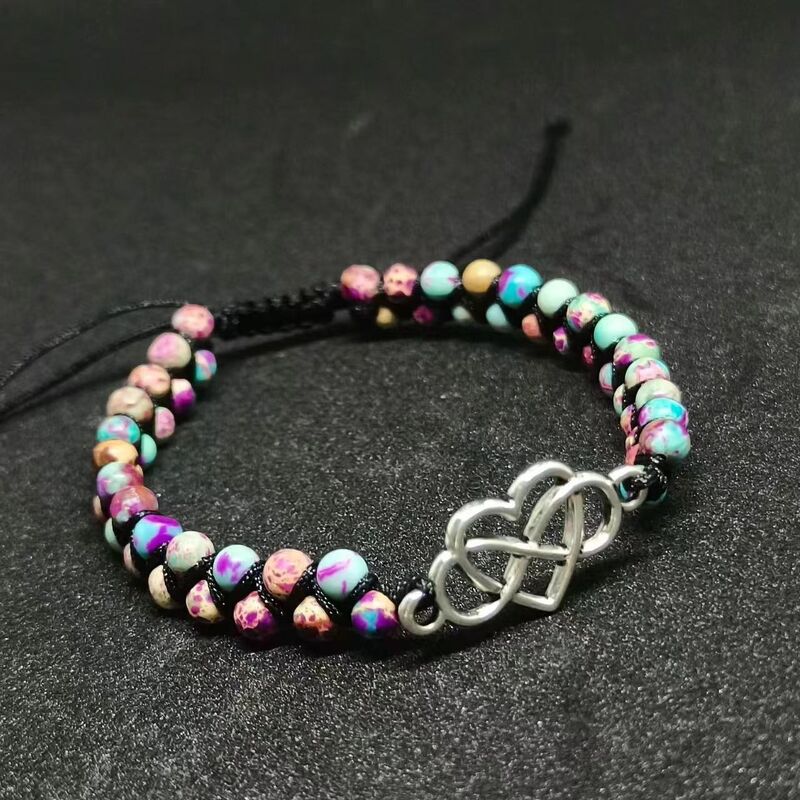 For Women Double-layer Handwoven Love Charm Healing Anxiety Beaded Bracelet Gift Natural Purple Imperial Jasper Stone Bracelet