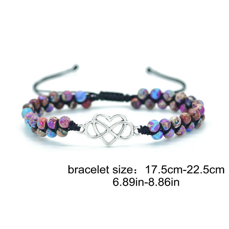 For Women Double-layer Handwoven Love Charm Healing Anxiety Beaded Bracelet Gift Natural Purple Imperial Jasper Stone Bracelet