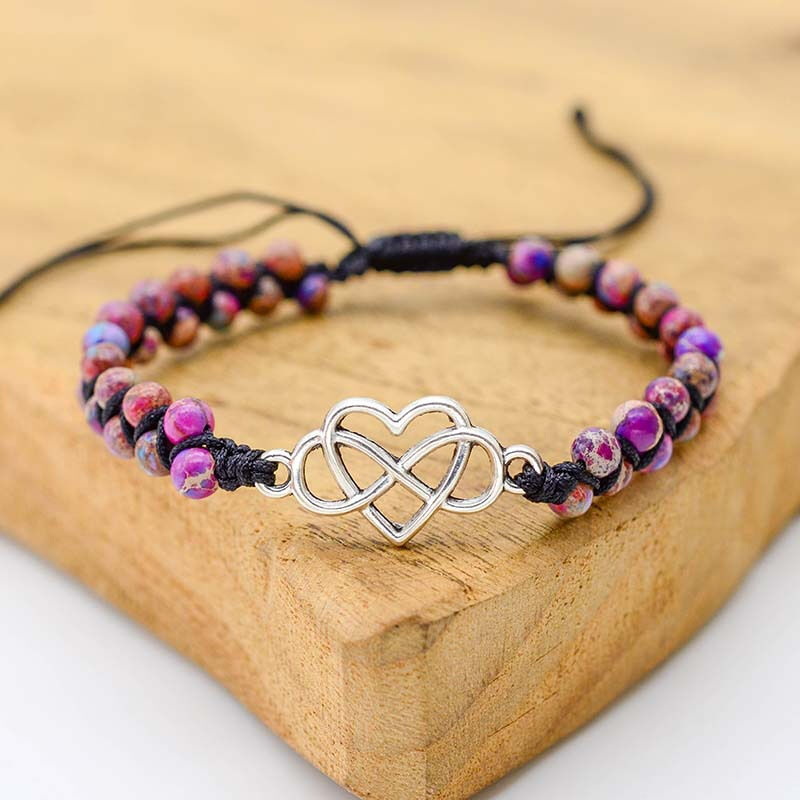 For Women Double-layer Handwoven Love Charm Healing Anxiety Beaded Bracelet Gift Natural Purple Imperial Jasper Stone Bracelet