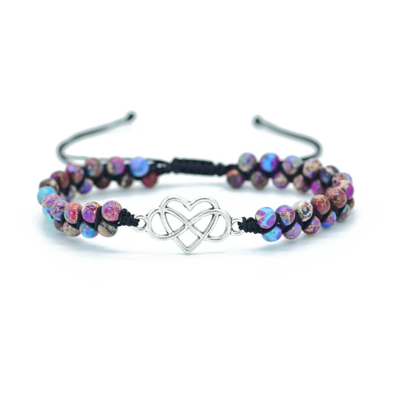 For Women Double-layer Handwoven Love Charm Healing Anxiety Beaded Bracelet Gift Natural Purple Imperial Jasper Stone Bracelet
