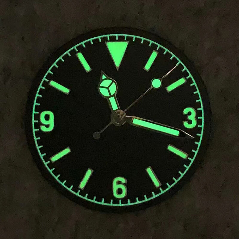 Retro 28.5mm Watch Dial + Watch Hands l Green Luminous Men's Watch Faces Parts for NH35/ NH36 Movement