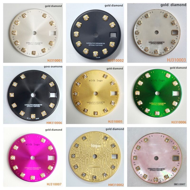 Watch Dial With Gold Diamond for 31mm Watch 278381 178381 278383 178383 Fit to 2135 Movement, Afterrmarket Watch Repair Parts.