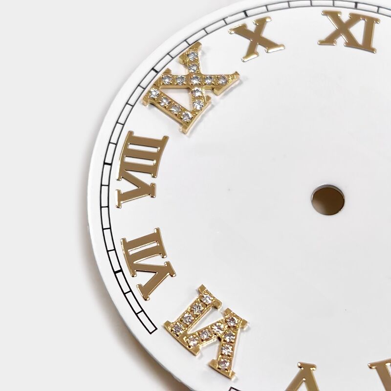 White Dial  with Yellow Gold Mark Moissanite Dinmond for 36mm16233 16013 Fit for 3135 Movement, Afterrmarket Watch Repair Parts.