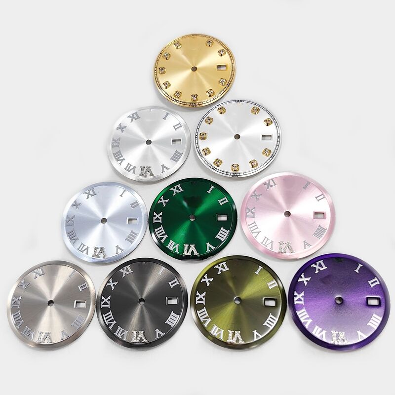 Watch Dial With Gold Diamond silver Roma for 36mm Watch 1601 Fit for 1570 1575 Movement, Afterrmarket Watch Repair Parts.