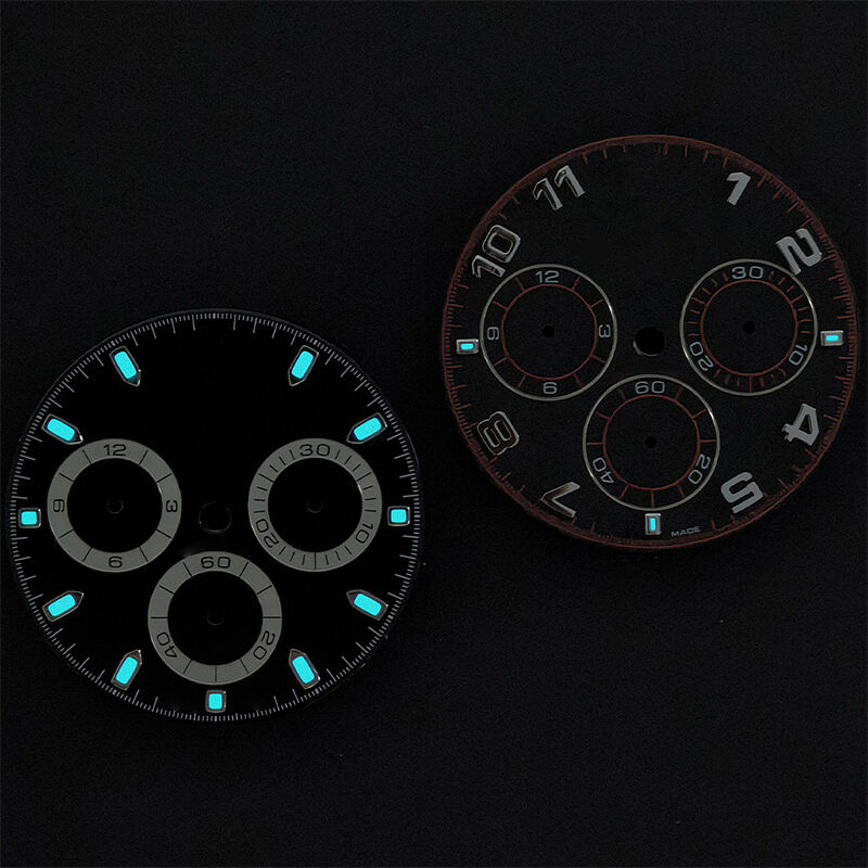 Watch Parts Made Dial for 4130 Movement 116508 116500 116518 116520 Blue Luminous