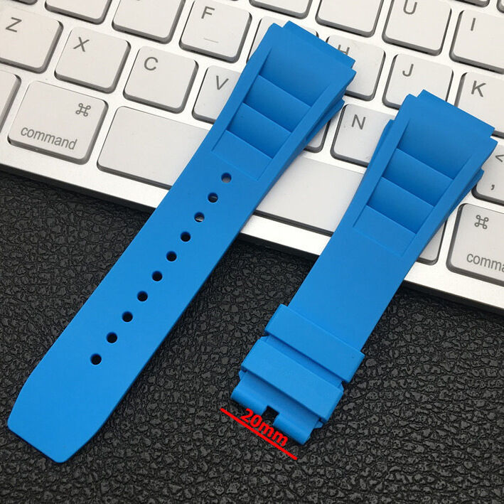 Custom LOGO Richard Rubber Leather Watch Band Strap Stainless Steel Deployment Clasp Pin Watch Buckle 18mm 20mm