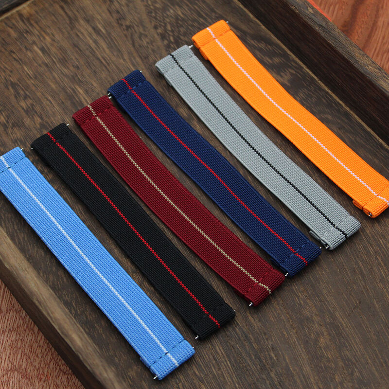 2024 New Striped Nylon Watch Band Elastic Solo Loop Band for MoonWatch Parechuite Watch Strap Quick Release 20MM 22MM